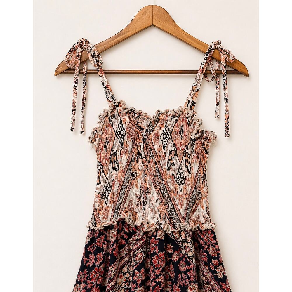 Anthropologie Abel The Label Boho Patchwork Smocked Maxi Dress Sz S Hippie - Picture 4 of 4